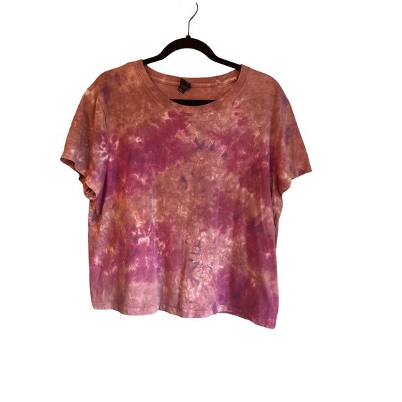 Wild Fable XXL Pink Tie dye Short Sleeve Crop Top - Picture 1 of 2